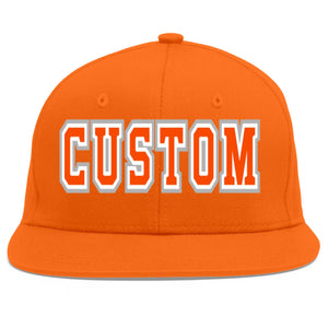 Custom Orange Orange-White Flat Eaves Sport Baseball Cap