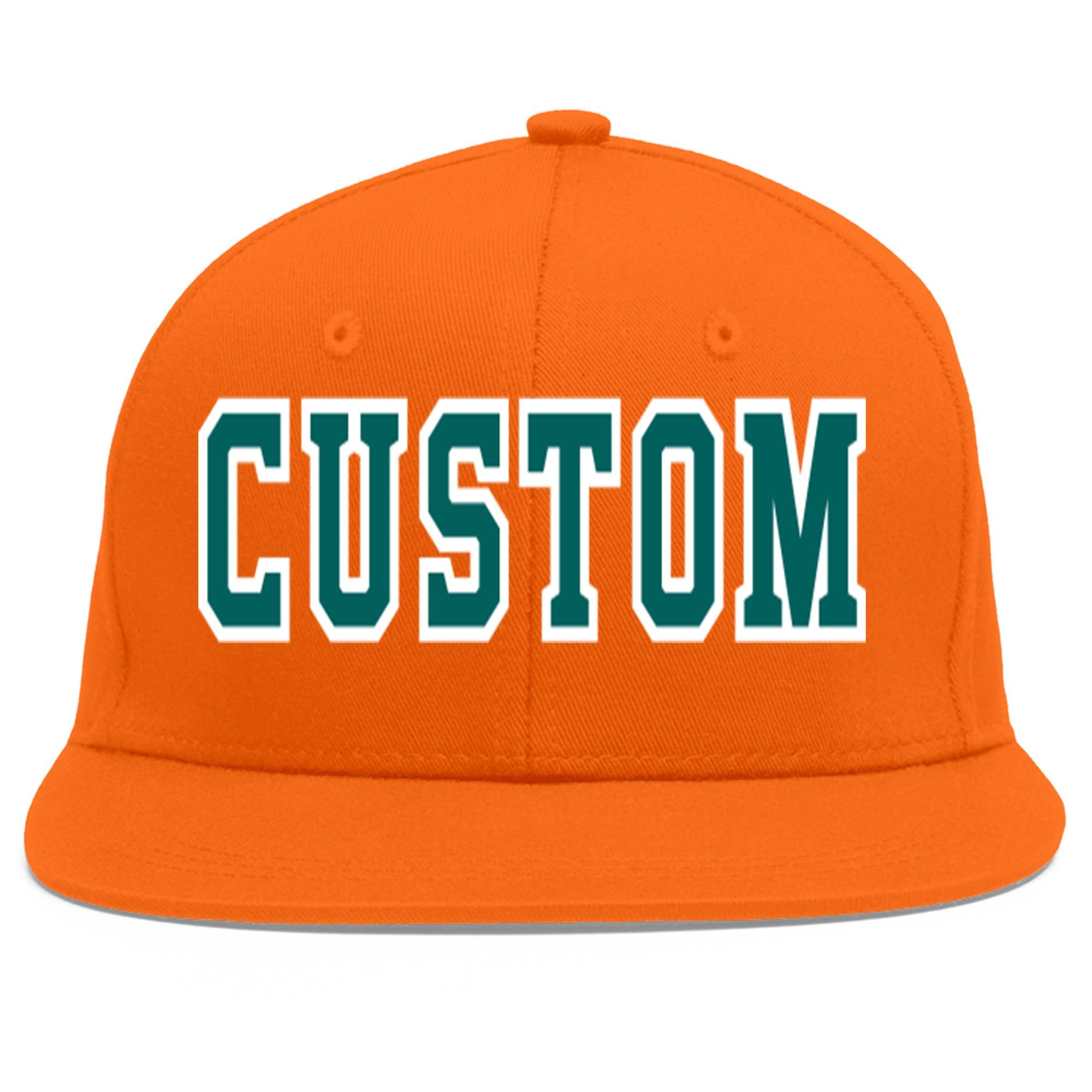 Casquette de baseball sport personnalisée Orange Aqua-White Flat Eaves