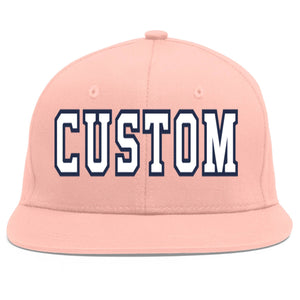 Casquette de baseball sport personnalisée rose blanc-marine Flat Eaves