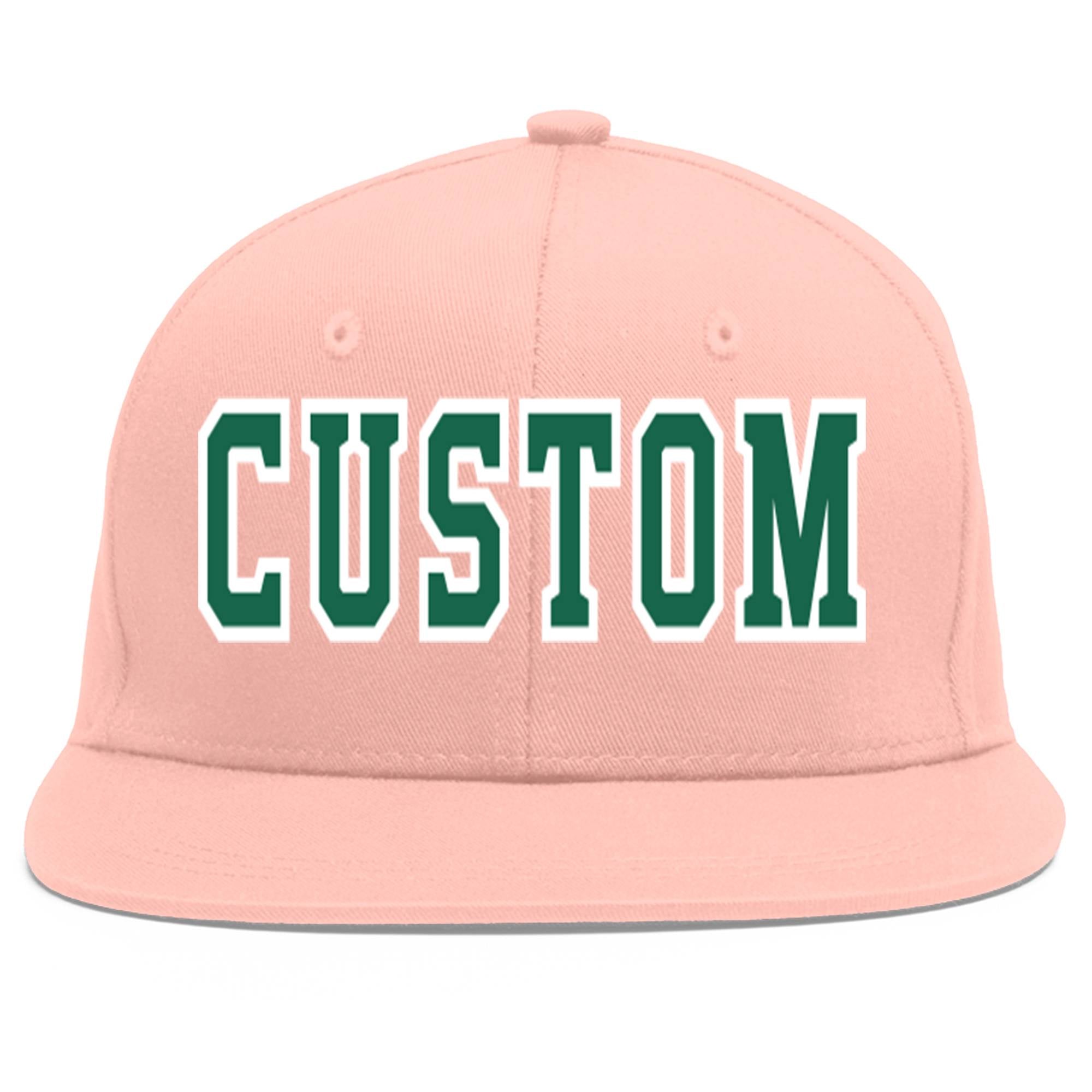 Casquette de baseball personnalisée rose Kelly vert-blanc plat Eaves Sport