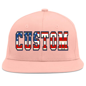 Custom Pink Vintage USA Flag-Gold Flat Eaves Sport Baseball Cap