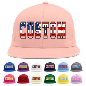 Custom Pink Vintage USA Flag-Gold Flat Eaves Sport Baseball Cap