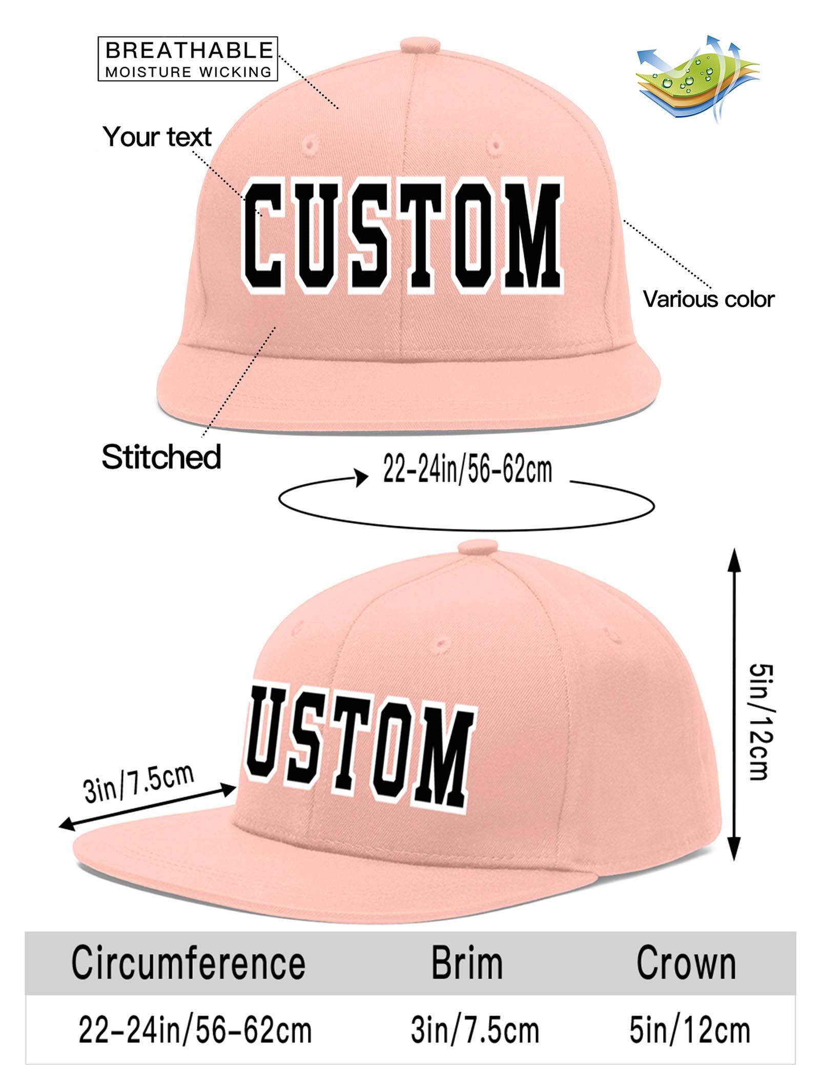 Custom Pink Black-White Flat Eaves Sport Baseball Cap