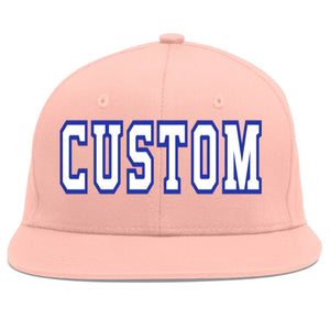 Casquette de baseball sport personnalisée rose blanc-royal Flat Eaves