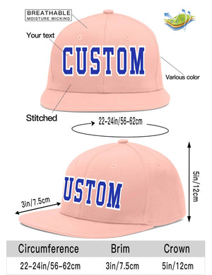 Custom Pink Royal-White Flat Eaves Sport Baseball Cap