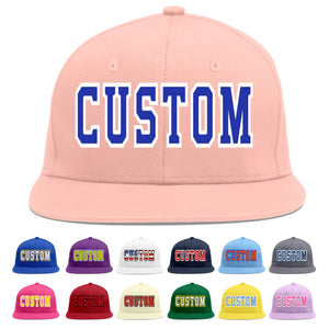 Custom Pink Royal-White Flat Eaves Sport Baseball Cap