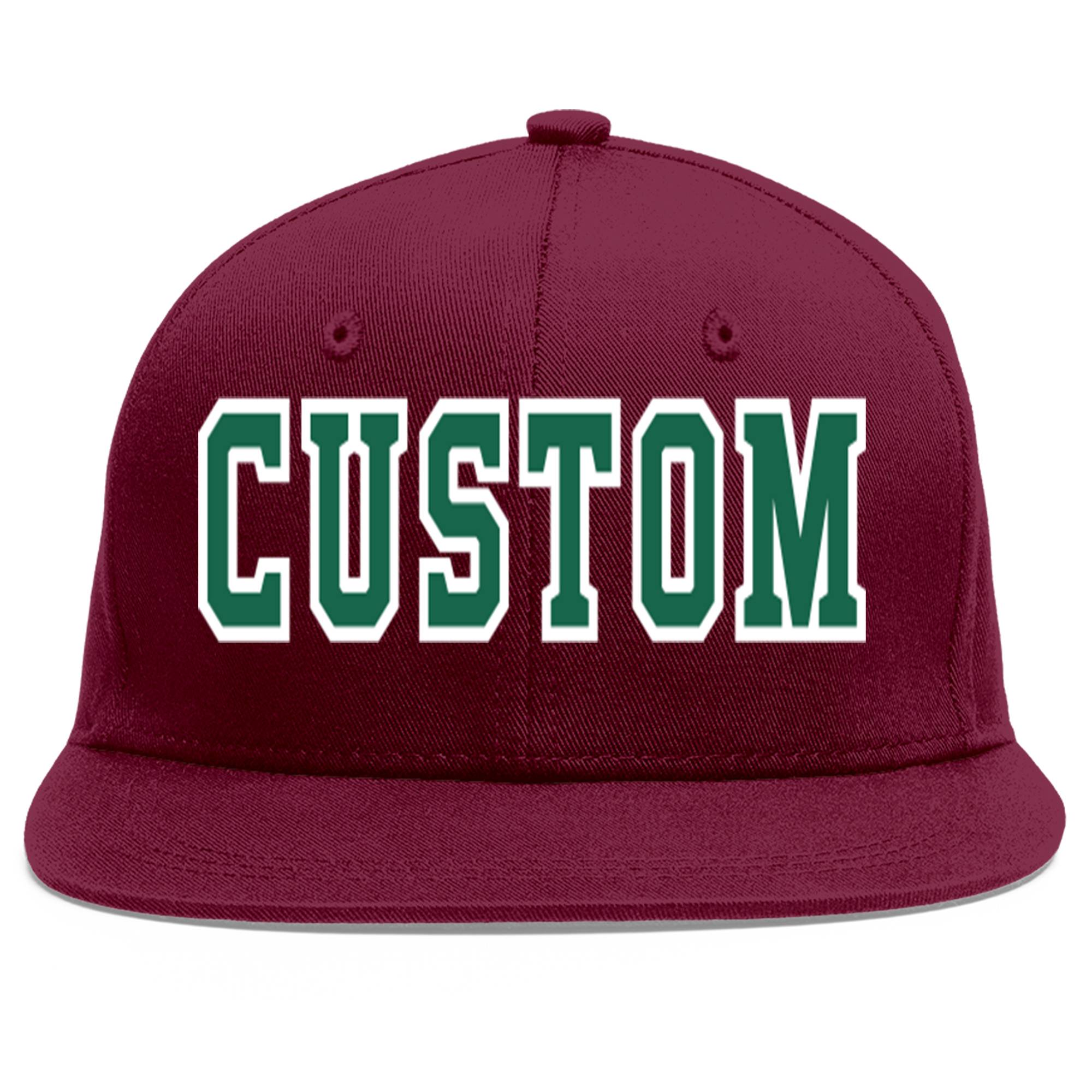 Casquette de baseball personnalisée Crimson Kelly vert-blanc Flat Eaves Sport