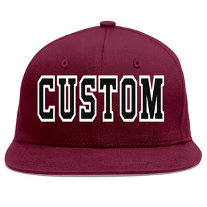 Casquette de baseball personnalisée Crimson Noir-Blanc Flat Eaves Sport