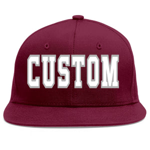 Casquette de baseball sport personnalisée Crimson blanc-gris Flat Eaves