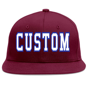 Casquette de baseball personnalisée Crimson White-Royal Flat Eaves Sport