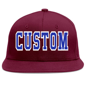 Casquette de baseball sport personnalisée Crimson Royal-White Flat Eaves