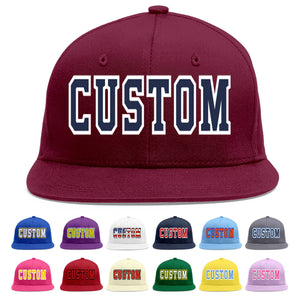 Casquette de baseball sport personnalisée Crimson Navy-White Flat Eaves