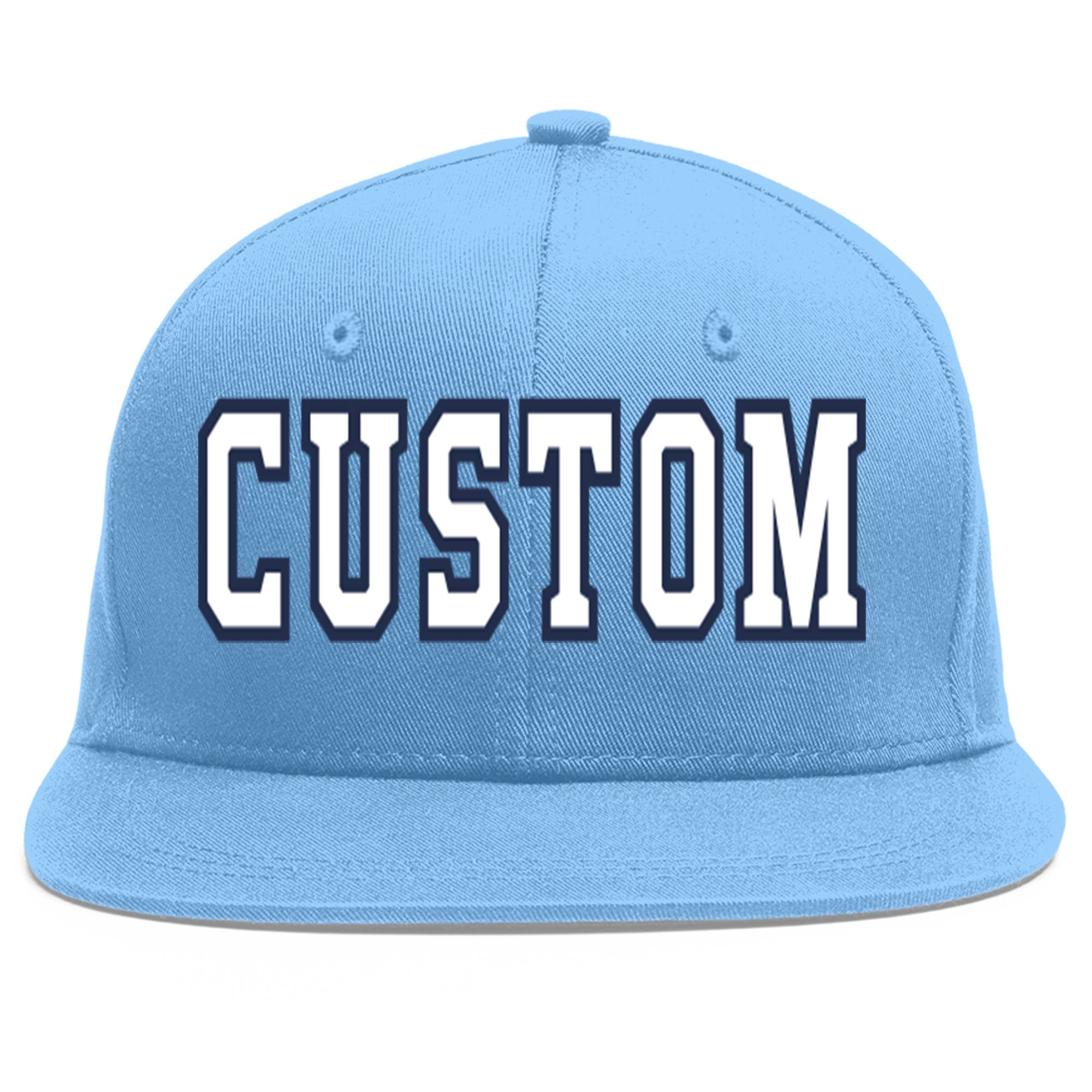 Casquette de baseball sport personnalisée bleu clair blanc-marine Flat Eaves