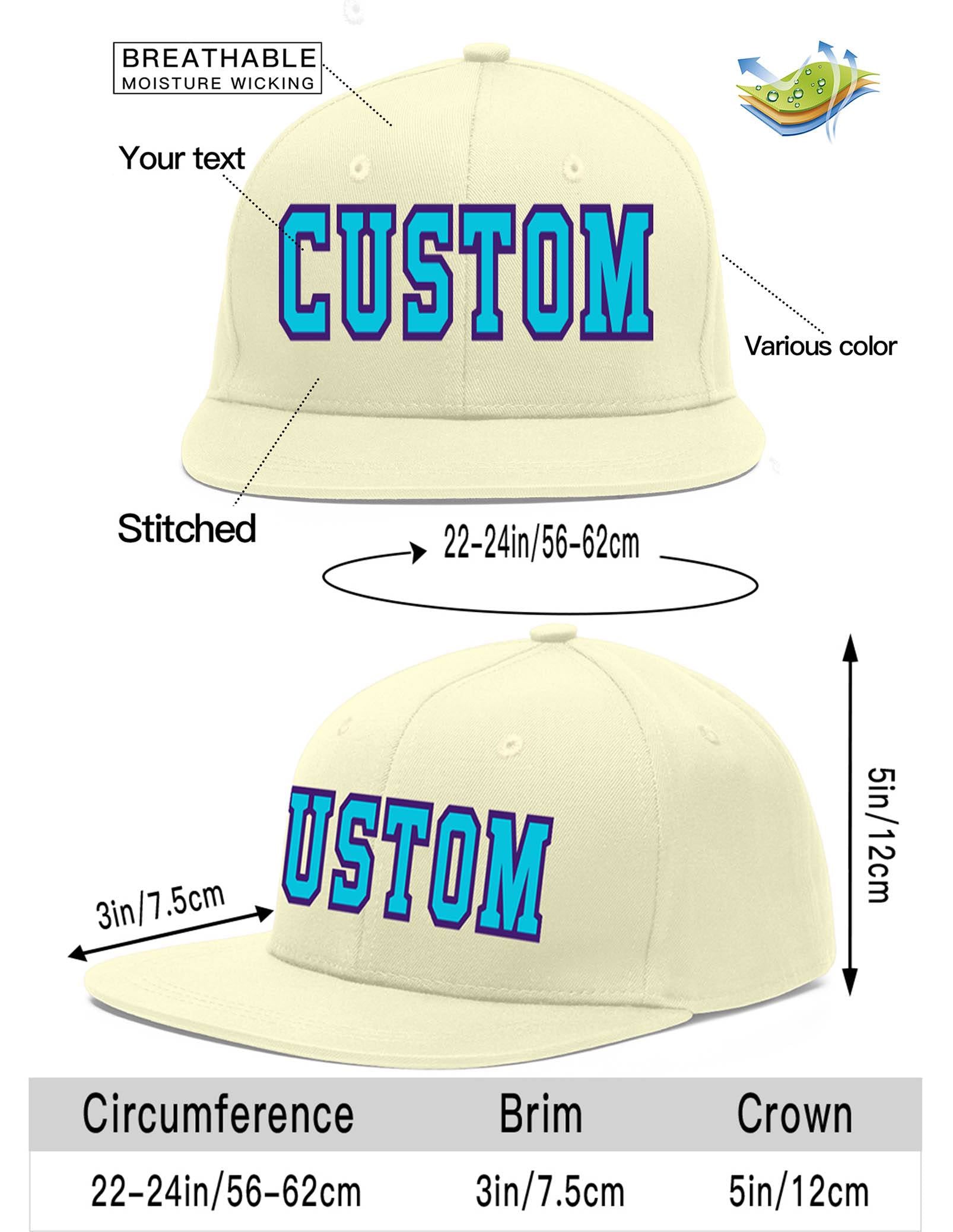 Custom Cream Light Blue-purple Flat Eaves Sport Baseball Cap