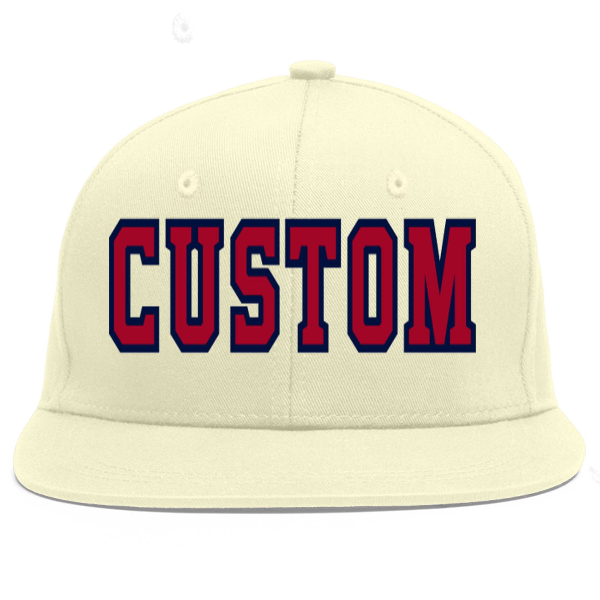 Casquette de baseball sport personnalisée crème rouge-marine Flat Eaves