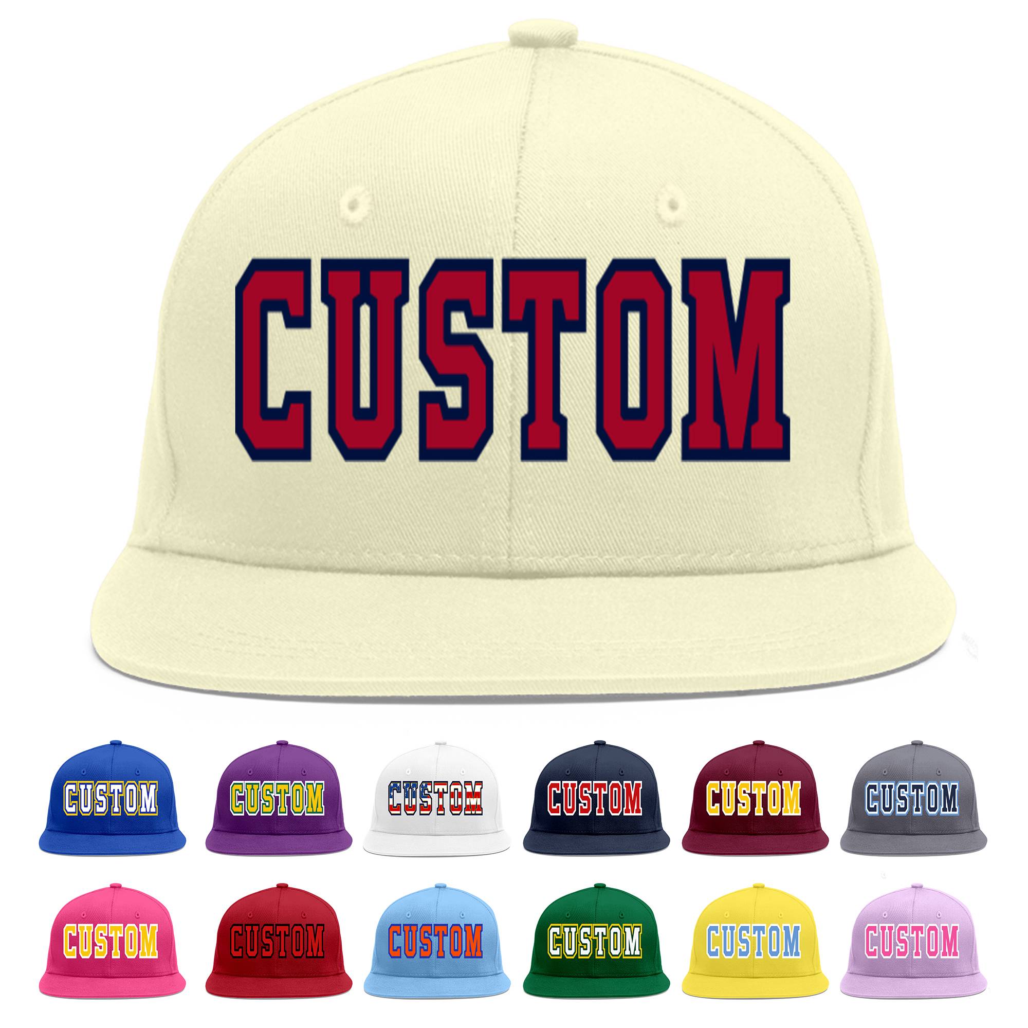 Casquette de baseball sport personnalisée crème rouge-marine Flat Eaves