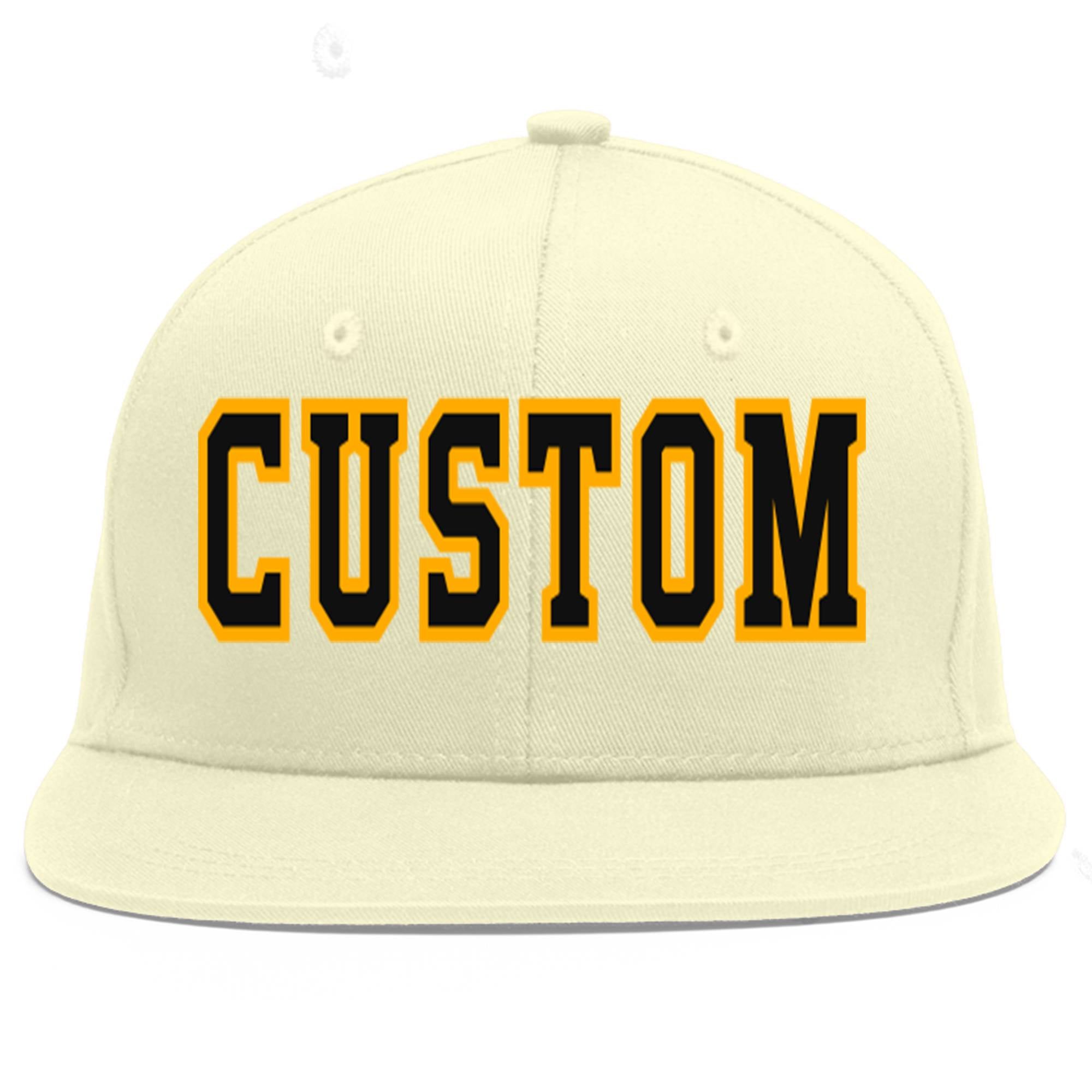 Casquette de baseball sport plate Eaves crème personnalisée noir-jaune