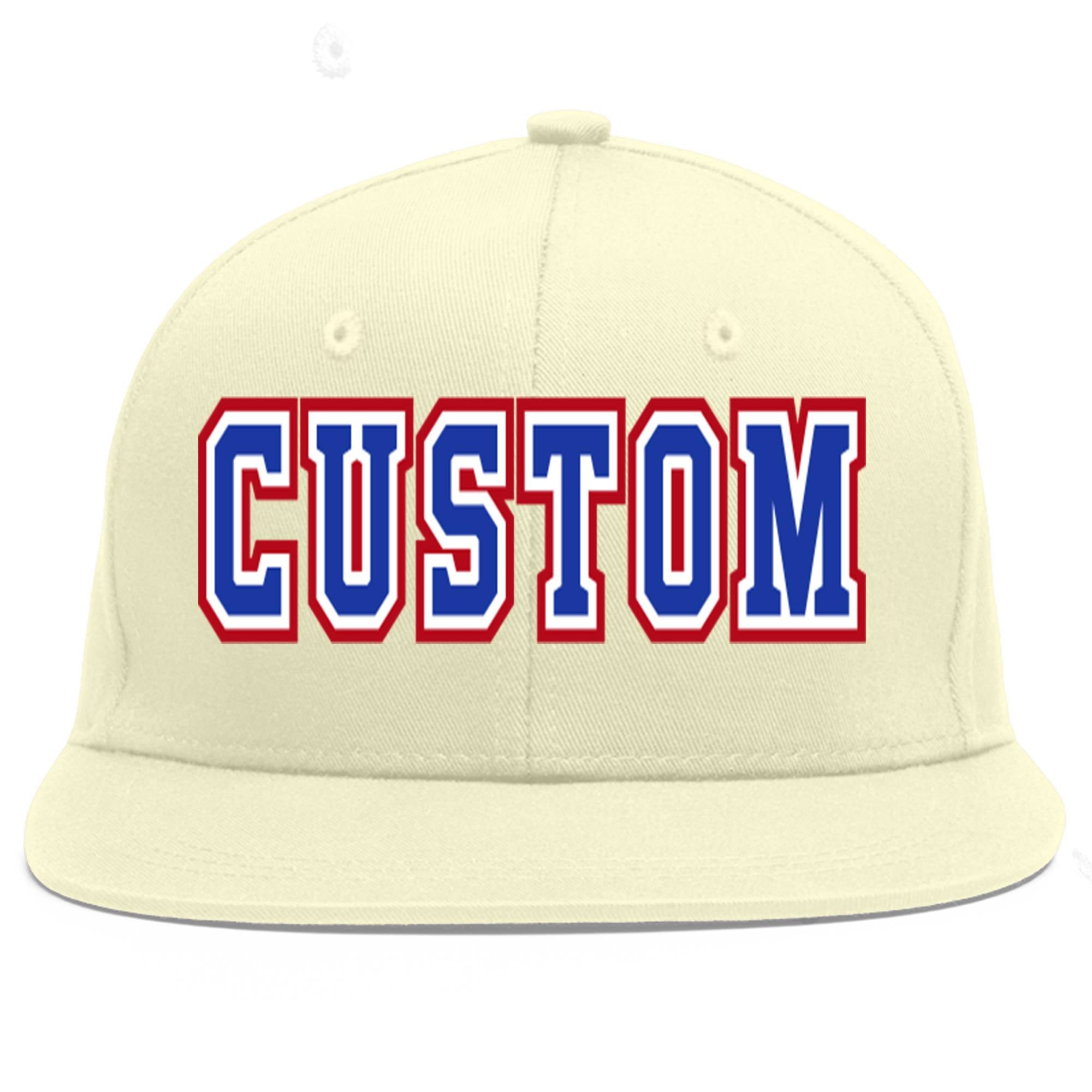 Casquette de baseball sport personnalisée crème Royal-White Flat Eaves