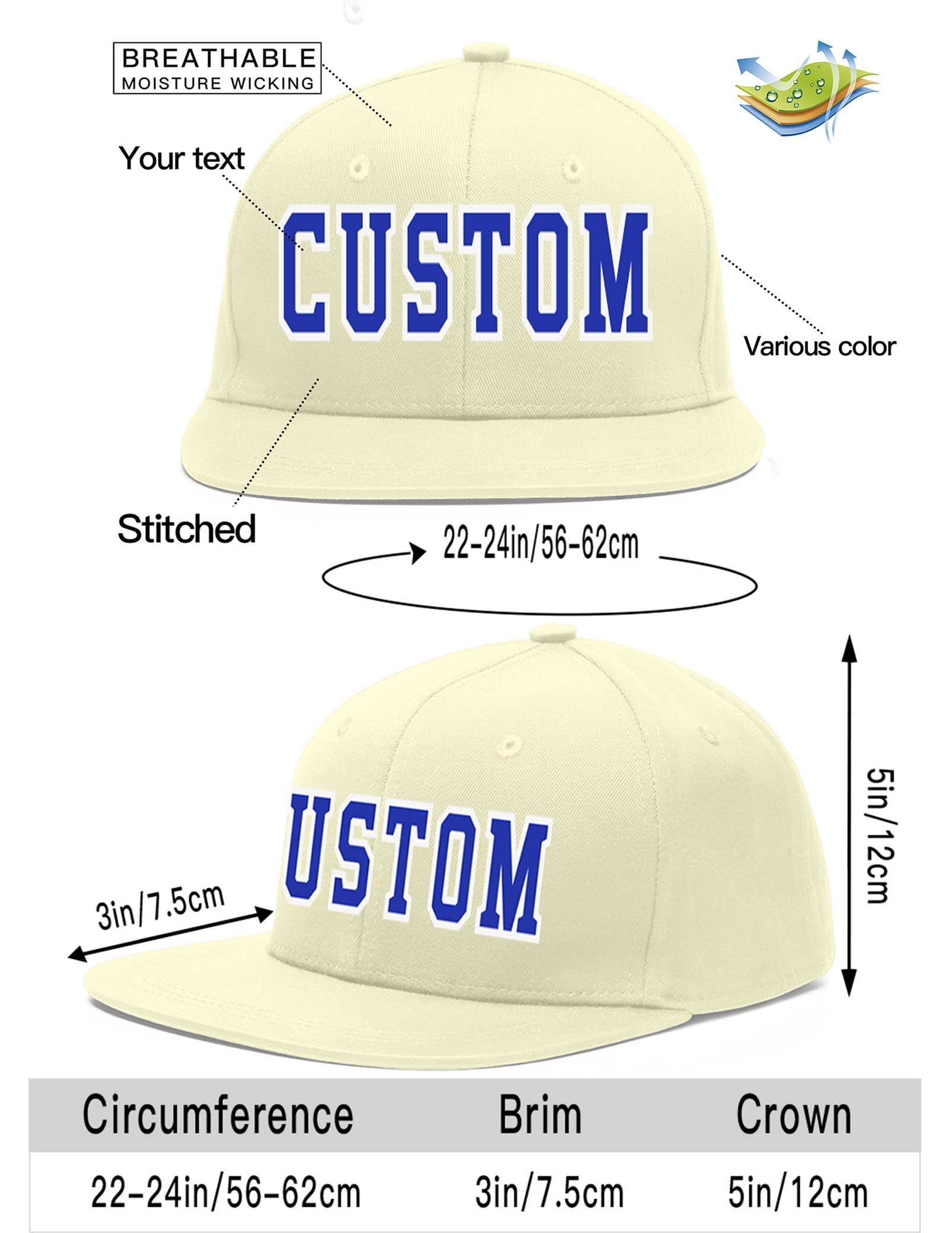 Custom Cream Royal-White Flat Eaves Sport Baseball Cap