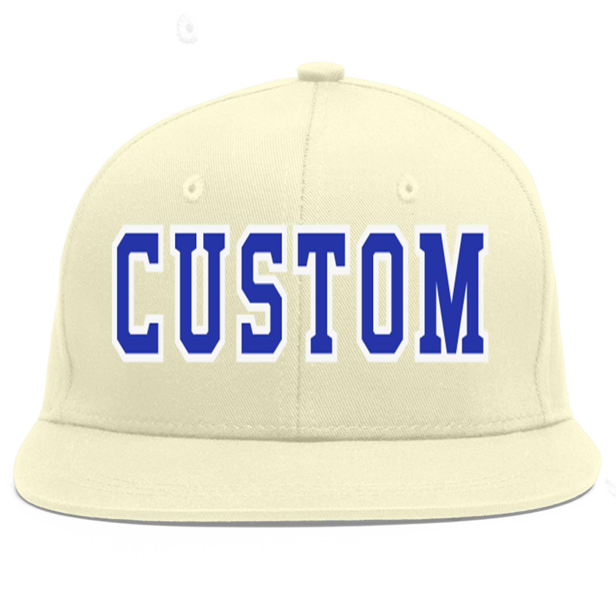 Casquette de baseball sport personnalisée crème Royal-White Flat Eaves