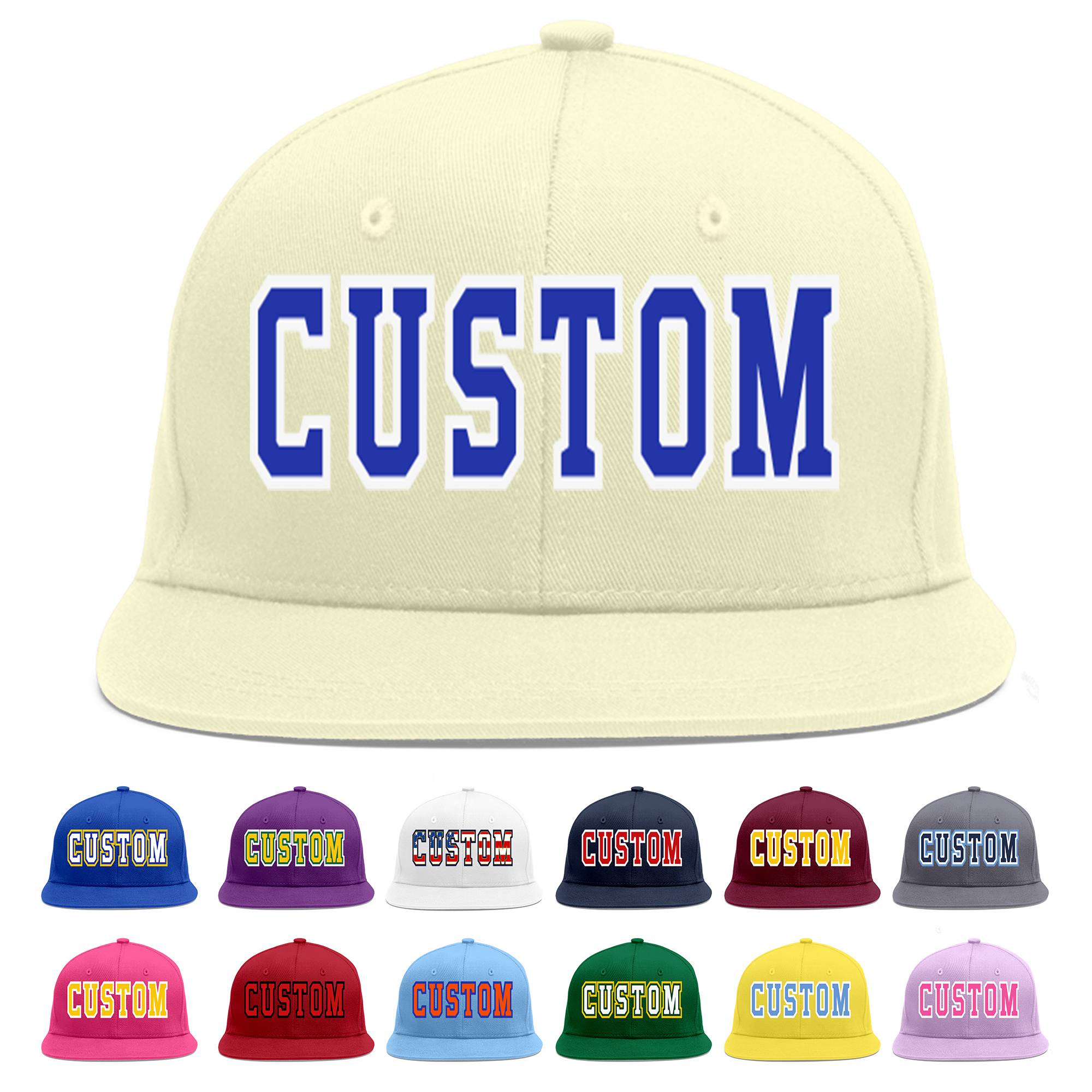 Casquette de baseball sport personnalisée crème Royal-White Flat Eaves