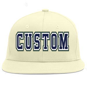 Casquette de baseball sport à Eaves plates bleu marine-blanc crème personnalisée