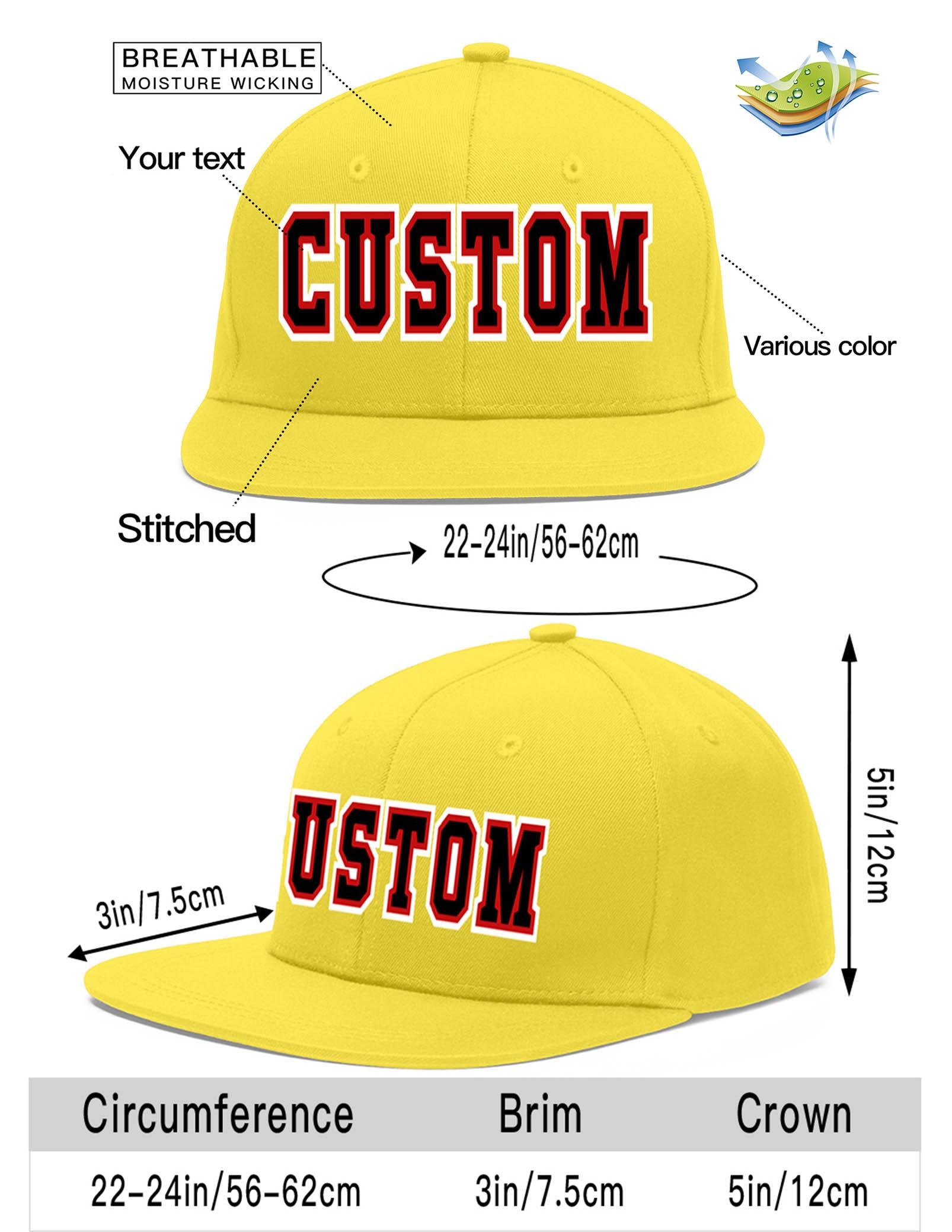 Custom Light Gold Black-Red Flat Eaves Sport Baseball Cap