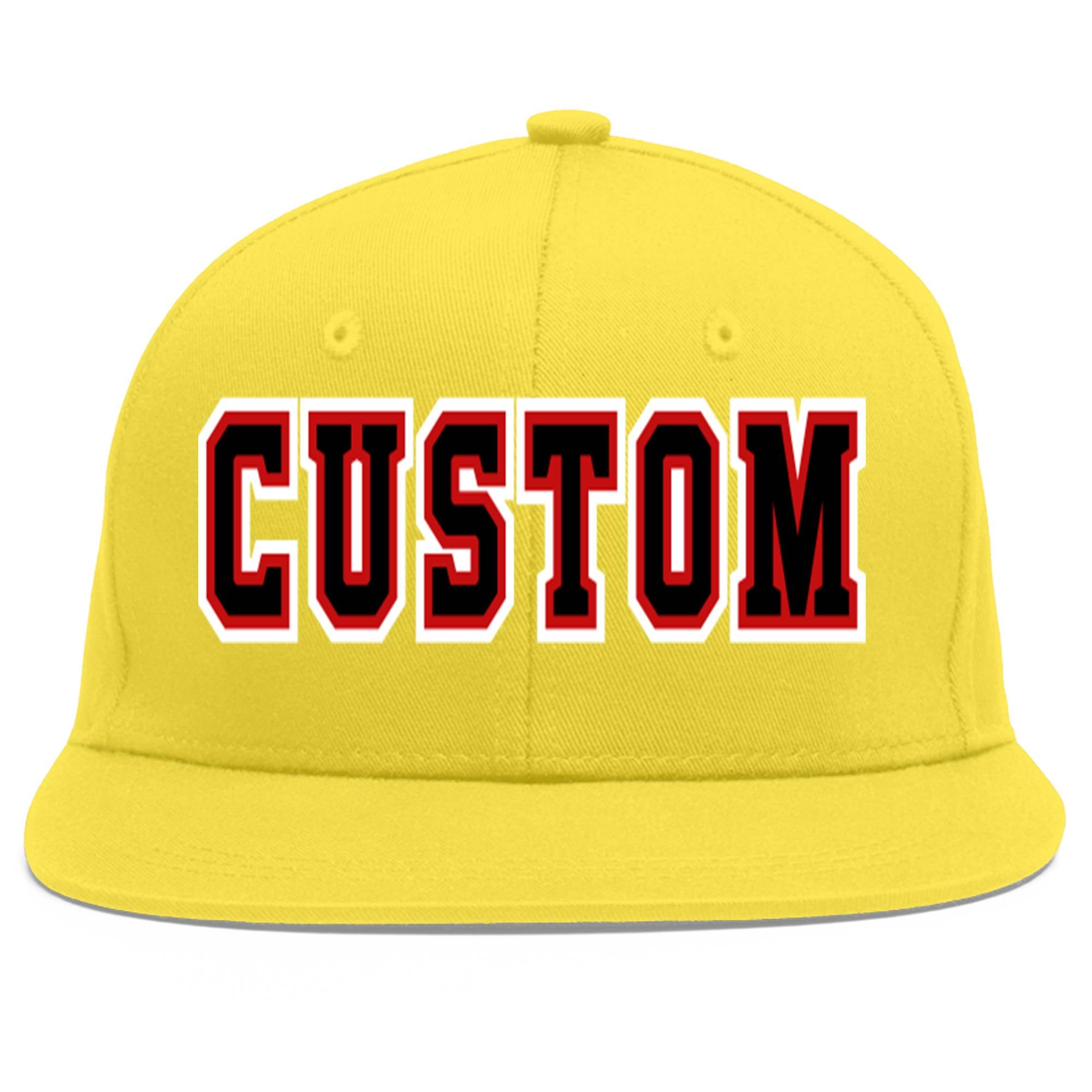 Custom Light Gold Black-Red Flat Eaves Sport Baseball Cap