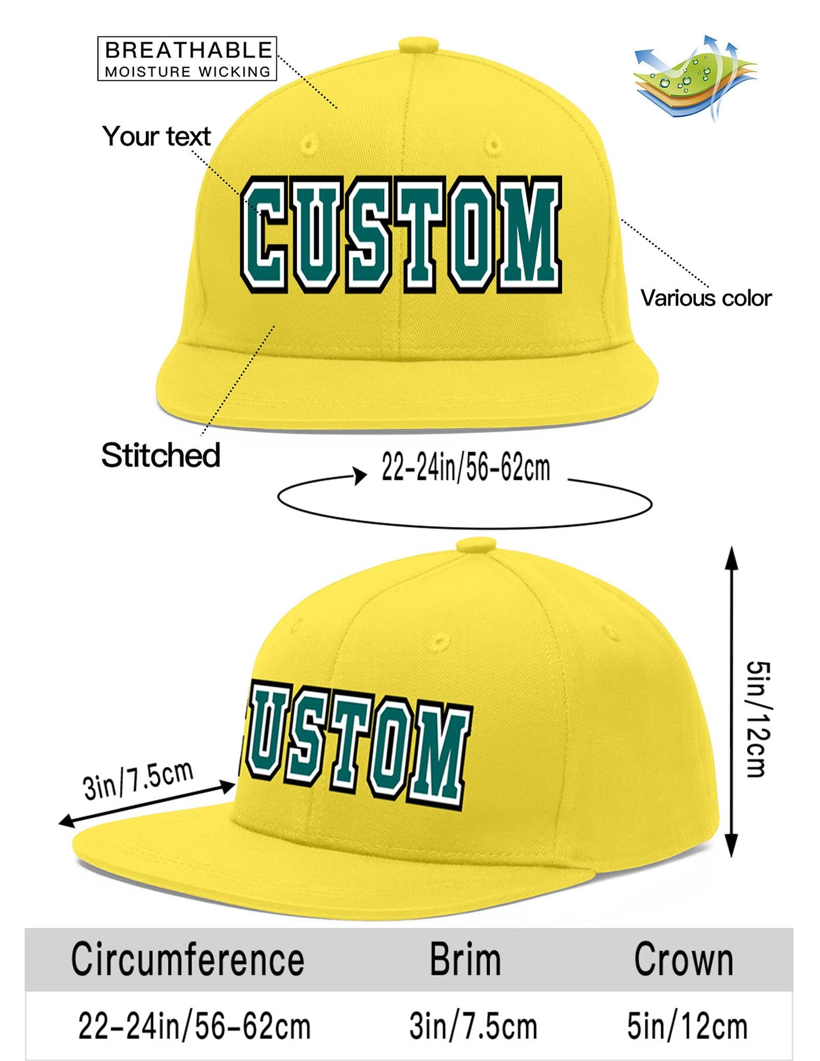 Custom Light Gold Aqua-White Flat Eaves Sport Baseball Cap