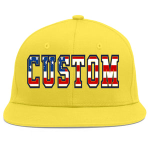 Custom Light Gold Vintage USA Flag-Gold Flat Eaves Sport Baseball Cap