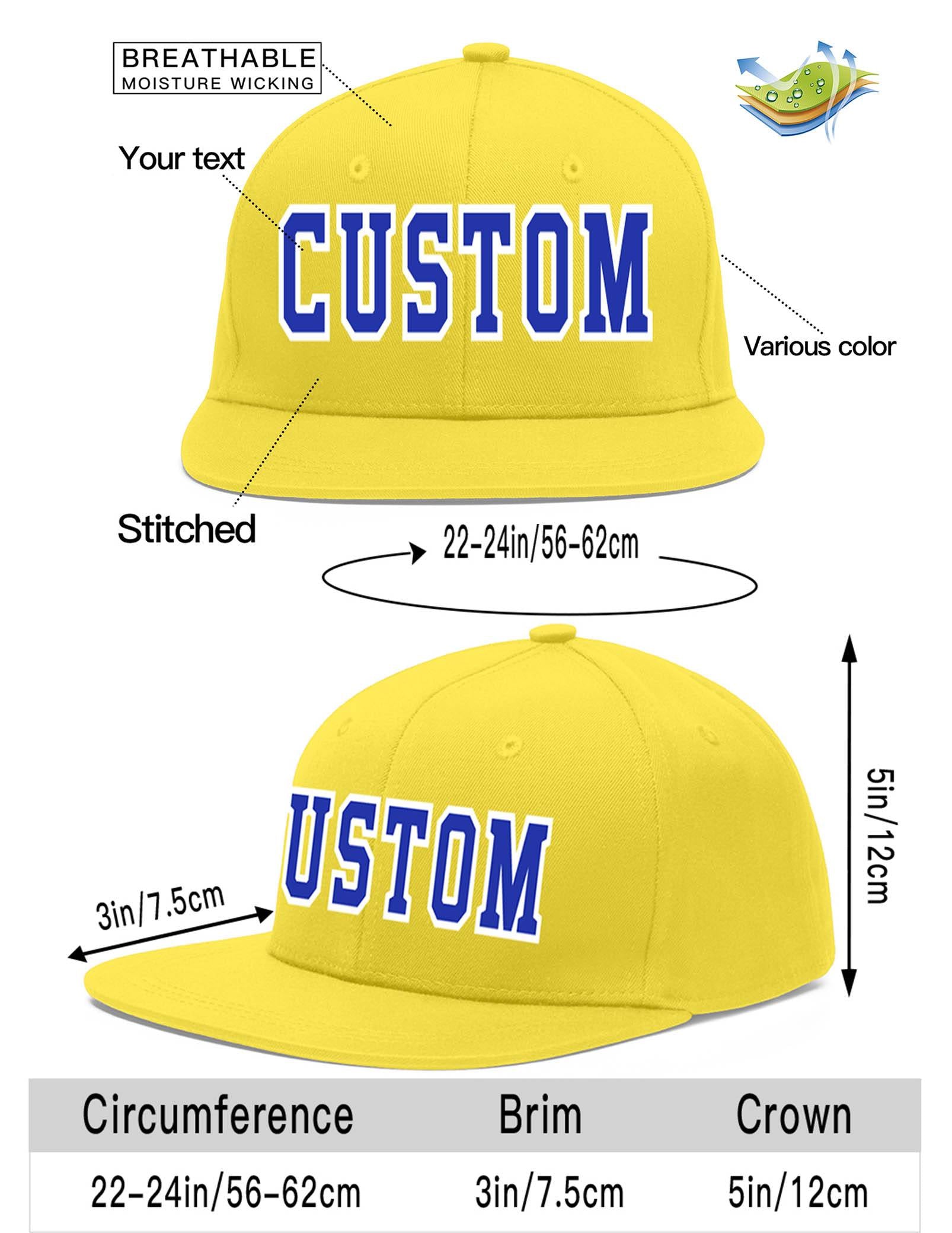 Custom Light Gold Royal-White Flat Eaves Sport Baseball Cap