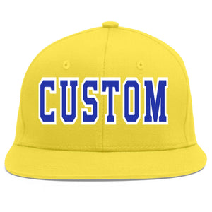 Casquette de baseball sport personnalisée en or clair Royal-White Flat Eaves