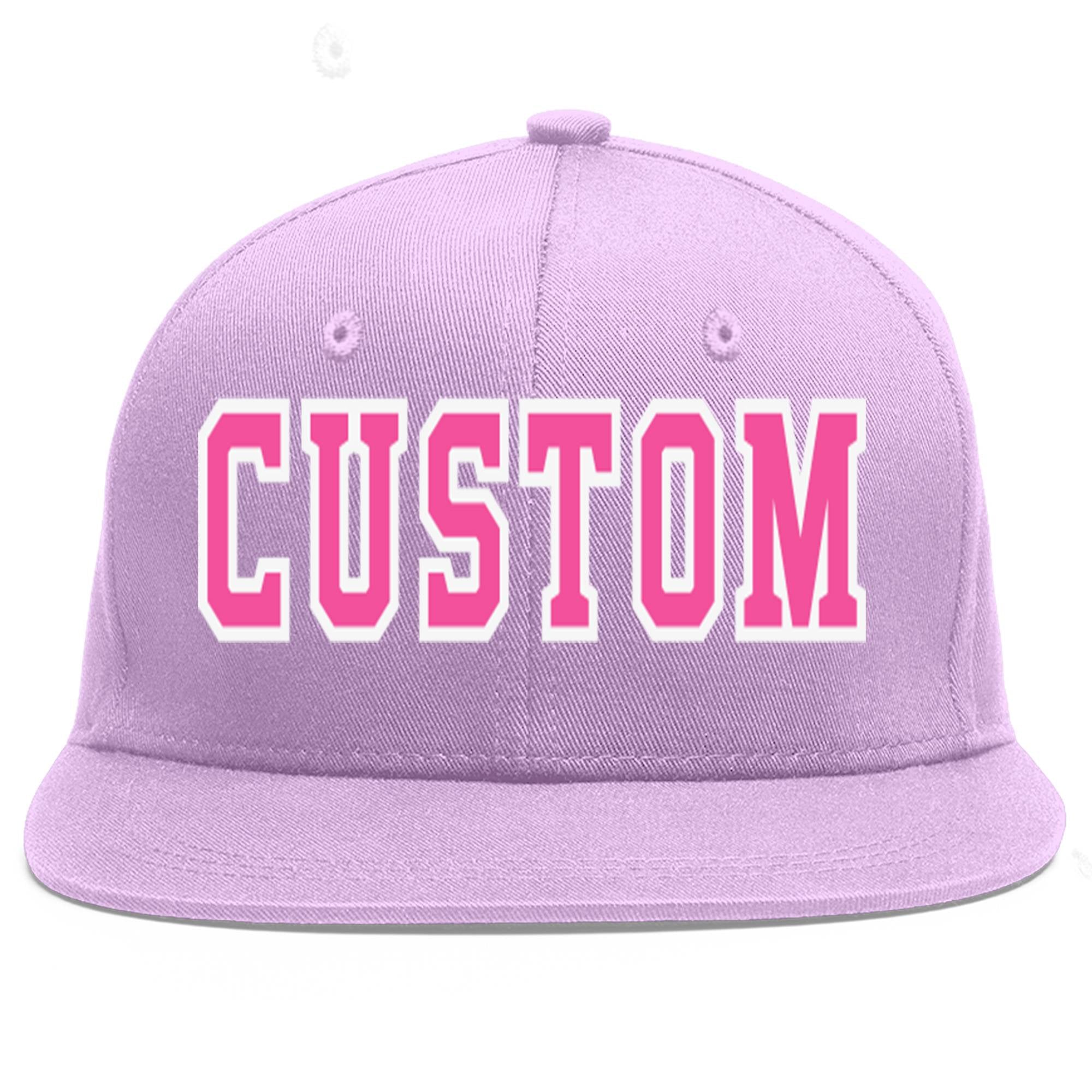 Custom Light Purple Pink-White Flat Eaves Sport Baseball Cap