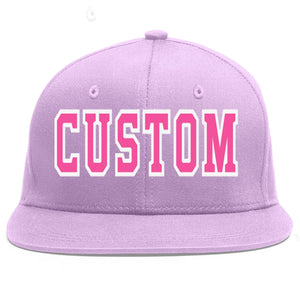 Casquette de baseball de sport personnalisée, violet clair, rose et blanc, avec avant-toit plat