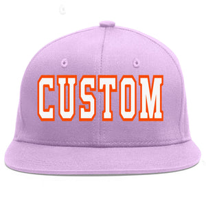 Casquette de baseball sport personnalisée violet clair blanc-orange à avant-toit plat