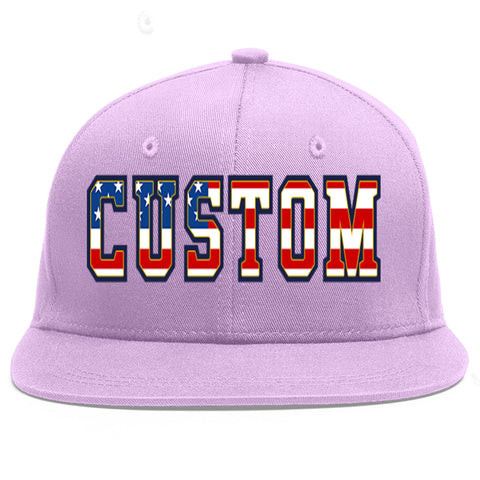 Custom Light Purple Vintage USA Flag-Gold Flat Eaves Sport Baseball Cap