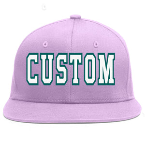 Custom Light Purple White-Aqua Flat Eaves Sport Baseball Cap