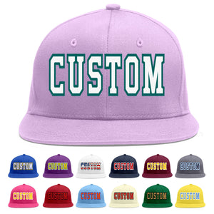 Custom Light Purple White-Aqua Flat Eaves Sport Baseball Cap