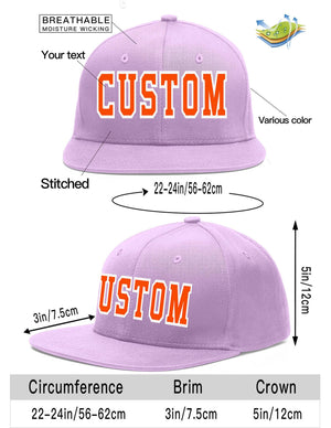 Custom Light Purple Orange-White Flat Eaves Sport Baseball Cap