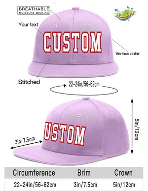 Custom Light Purple White-Red Flat Eaves Sport Baseball Cap