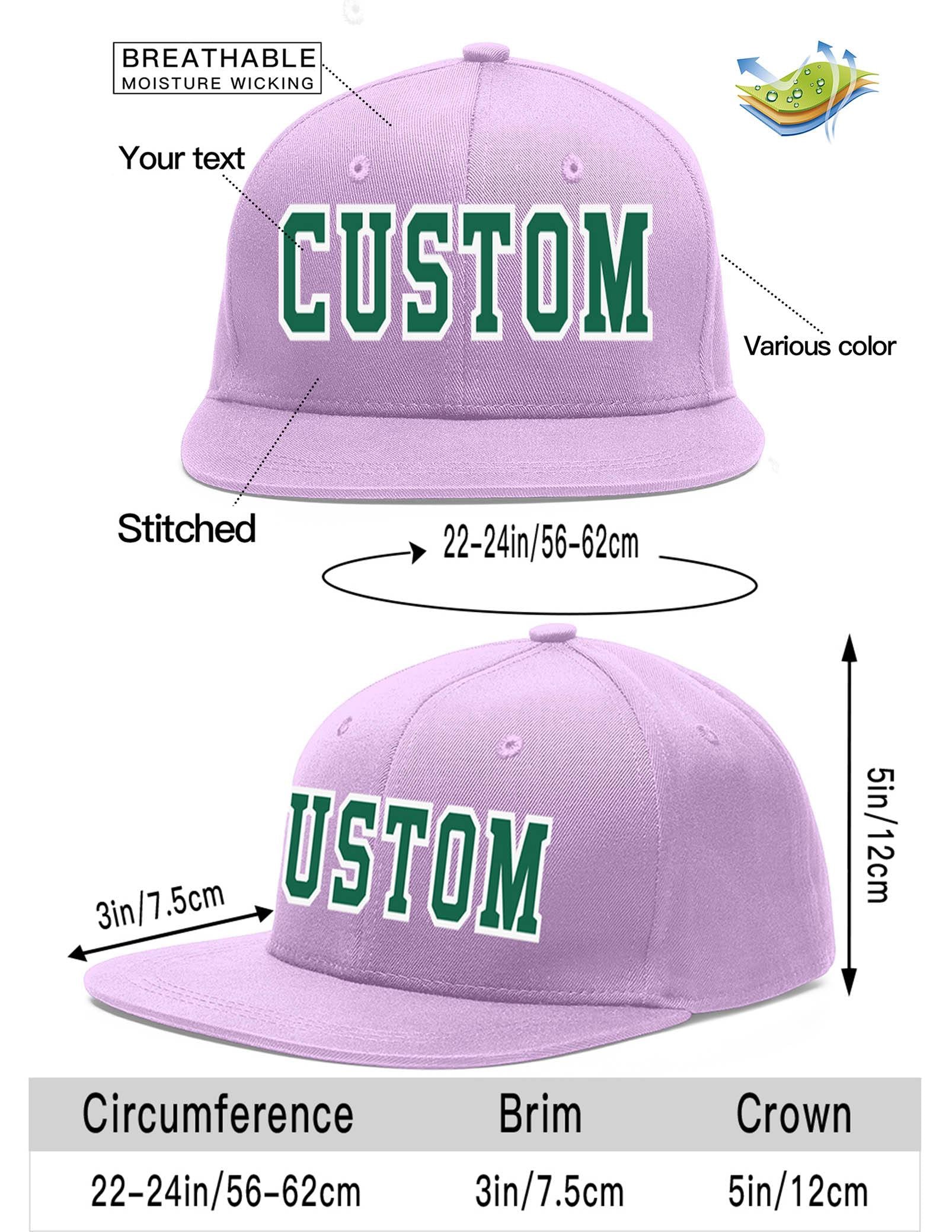 Custom Light Purple Kelly Green-White Flat Eaves Sport Baseball Cap