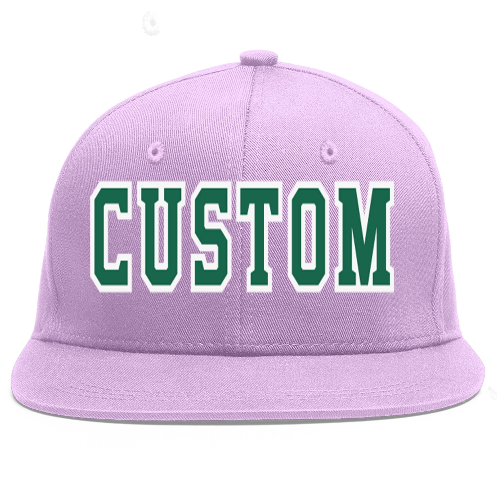 Custom Light Purple Kelly Green-White Flat Eaves Sport Baseball Cap