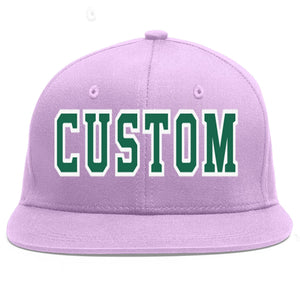 Casquette de baseball de sport personnalisée violet clair Kelly vert-blanc avec avant-toit plat