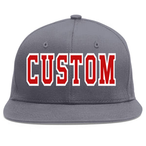 Casquette de baseball sport personnalisée gris foncé rouge-blanc