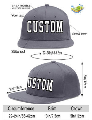 Custom Dark Gray White-Black Flat Eaves Sport Baseball Cap