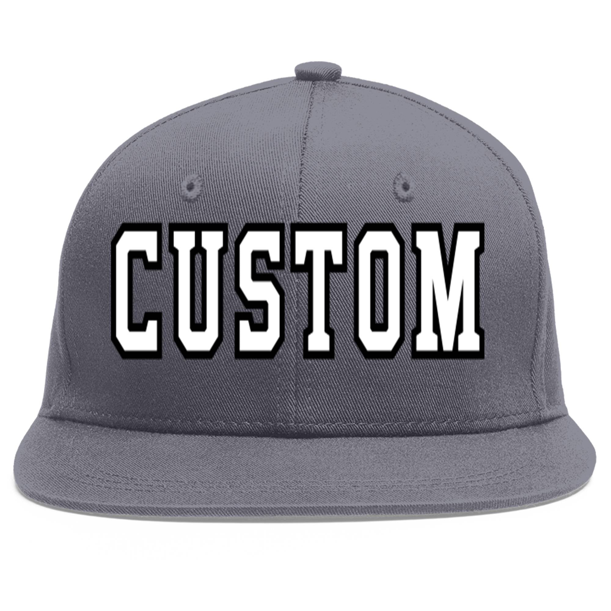 Casquette de baseball sport personnalisée gris foncé blanc-noir Flat Eaves