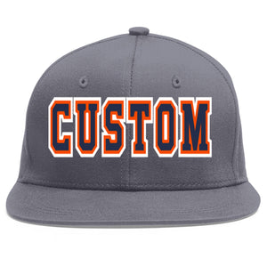 Casquette de baseball sport personnalisée gris foncé marine-orange Flat Eaves