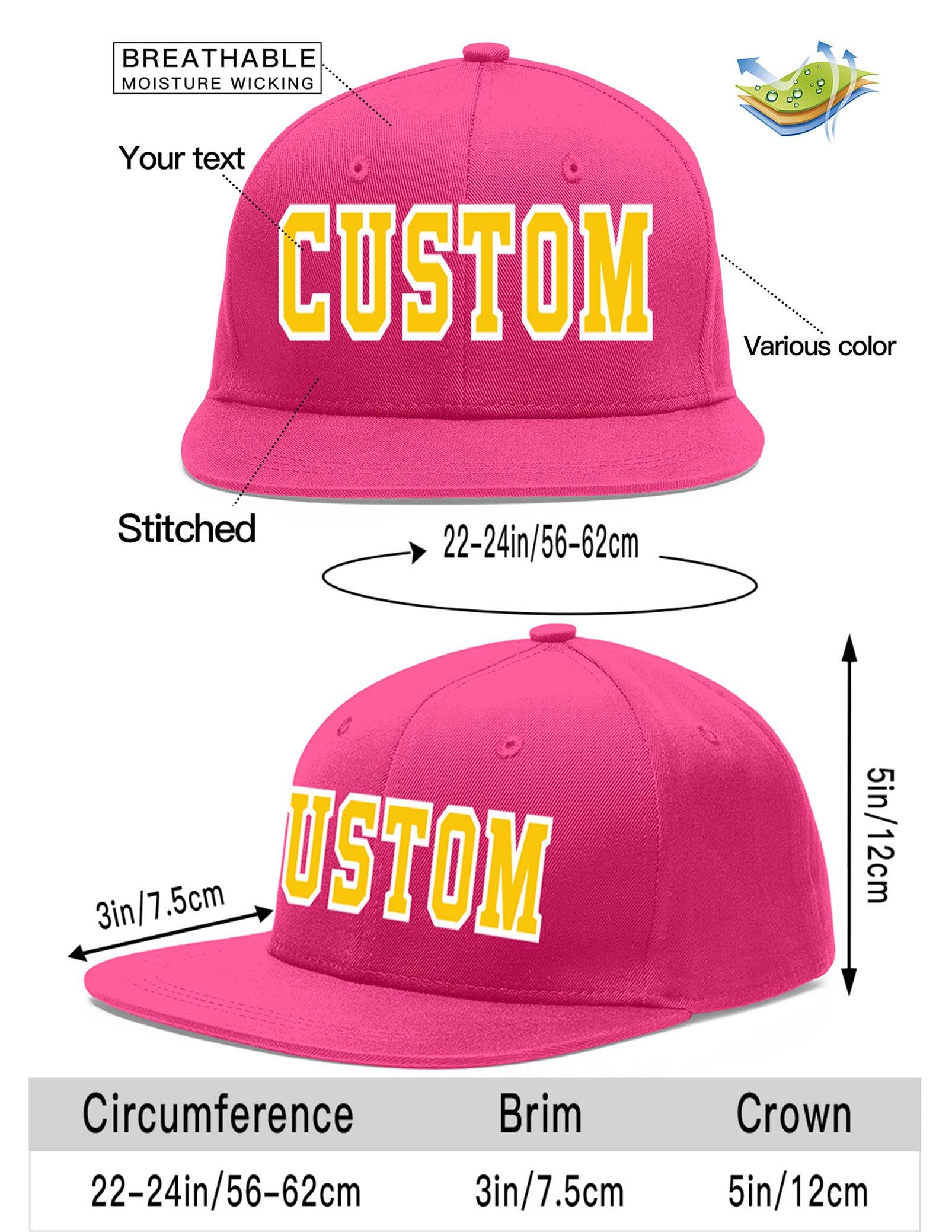 Custom Rose Red Gold-White Flat Eaves Sport Baseball Cap