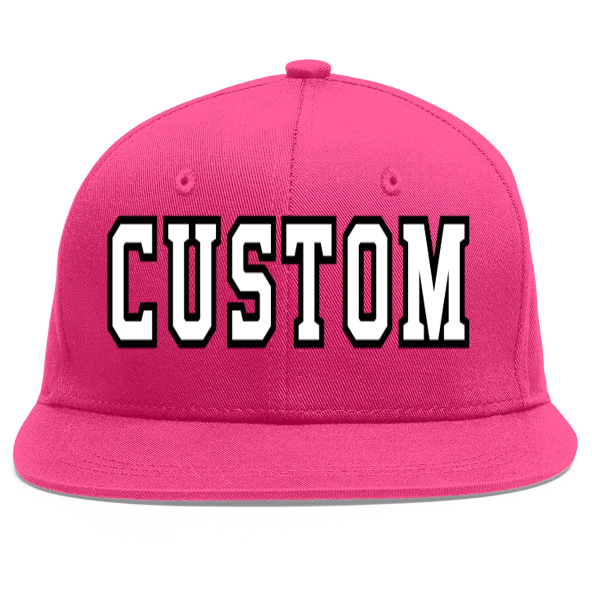 Custom Rose Red White-Black Flat Eaves Sport Baseball Cap