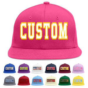 Custom Rose Red White-Gold Flat Eaves Sport Baseball Cap